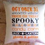 Halloween Pillow, Spooky, Fall, Subway Art, Trick or Treat