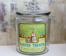 Easter Jar, Easter Decor, Easter Bunny, Cookie Jar, Candy Jar